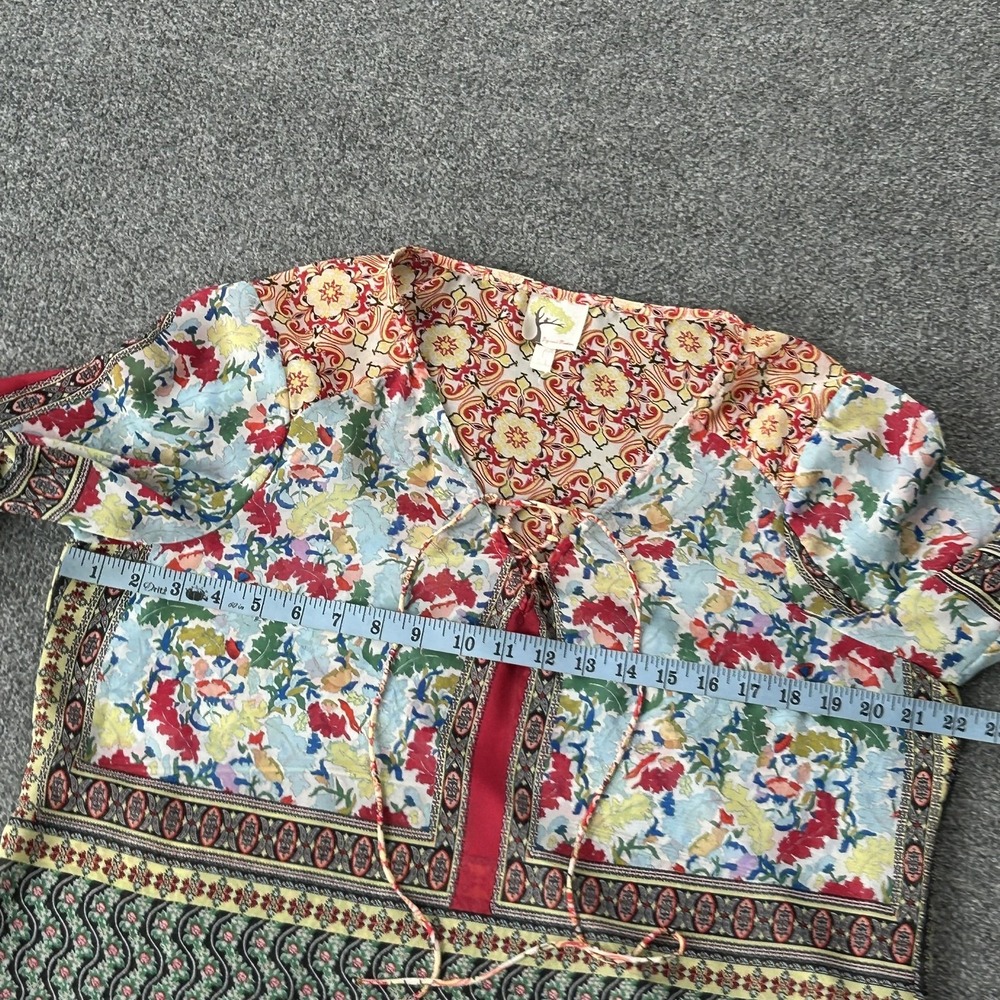 Fig And Flower Blouse Womens Large Multicolor‎ Boho Floral Peasant Top PAT1485 - Picture 8 of 12